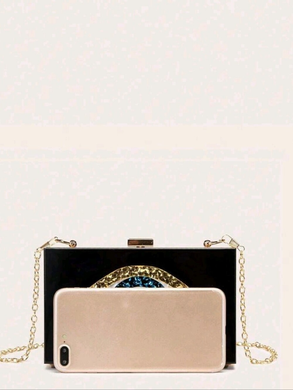 🆕️Black Evil Eye Box Clutch with Gold Chain - Picture 4 of 8